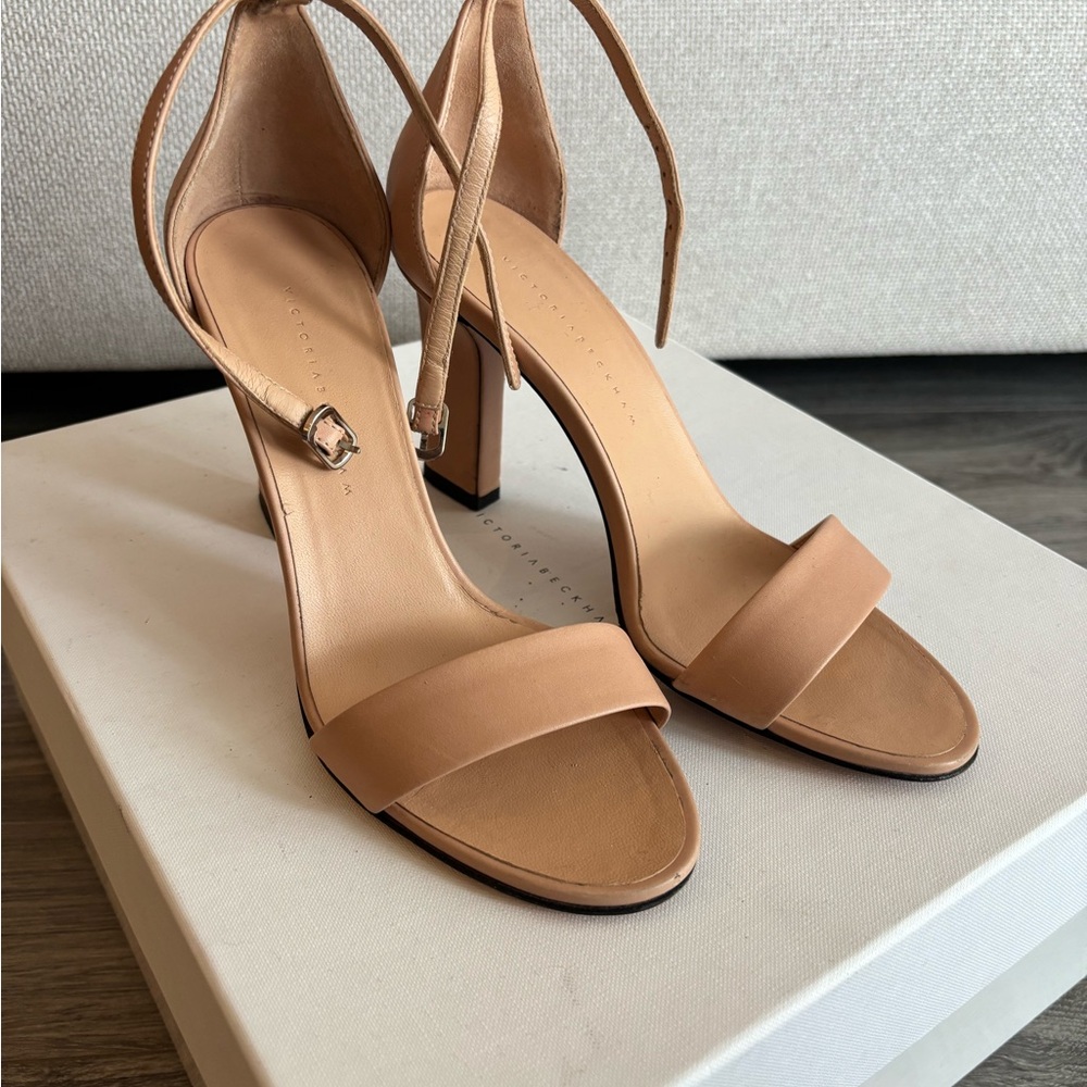 Victoria Beckham Tan Strappy Heels